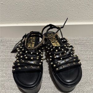 Versace Jeans Collection Black Studded Women's Sandals